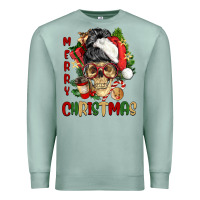 Seafoam Merry Christmas skeleton messy bun Premium Sweatshirt - NancyCooperArtShop