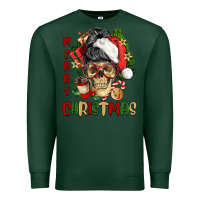 Sports Green Merry Christmas skeleton messy bun Premium Sweatshirt - NancyCooperArtShop