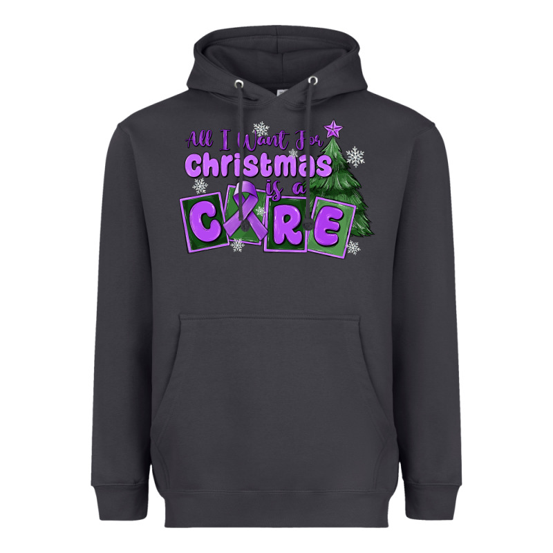 All I Want For Christmas Is A Cure Pancreatic Canc Heavyweight Hoodie by MaliasSmallBusiness | Teevron