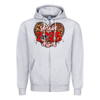 Heather Grey senior 2025 mom football Zipper Hoodie - MaliasSmallBusiness
