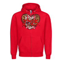 Red senior 2025 mom football Zipper Hoodie - MaliasSmallBusiness