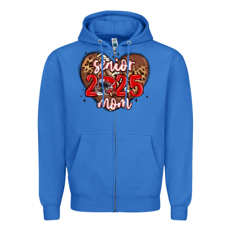 Senior 2025 Mom Football Zipper Hoodie by MaliasSmallBusiness | Teevron