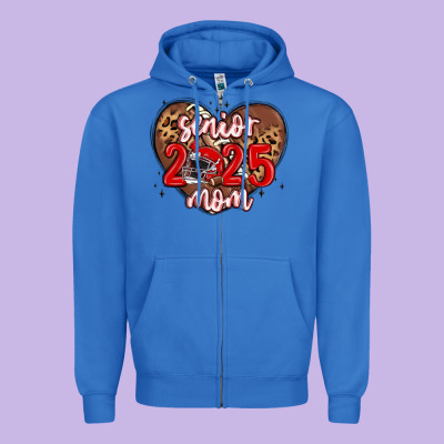Senior 2025 Mom Football Zipper Hoodie Designed By Maliassmallbusiness