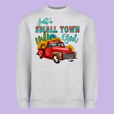 Just A Small Town Girl With Car Heavyweight Sweatshirt Designed By Hra Design Shop