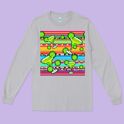 Margarita Serape Seamless Pattern Long Sleeve Tee Designed By Bundleandbundleshop