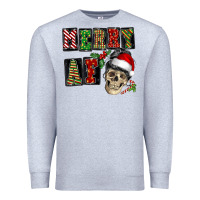 Heather Grey Merry af skeleton messy bun Premium Sweatshirt - NancyCooperArtShop