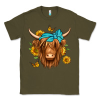 Army Green sunflower long haired cow Classic Tee - Jasminsmagicworld