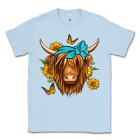 Dusty Blue sunflower long haired cow Classic Tee - Jasminsmagicworld