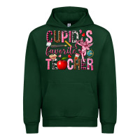 Forest Green Cupid's Favorite Teacher Valentine's Day Urban Hoodie - HowdyJamesFarm