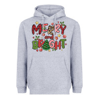 Heather Grey merry and bright Heavyweight Hoodie - MaliasSmallBusiness