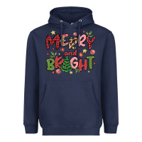 Navy merry and bright Heavyweight Hoodie - MaliasSmallBusiness