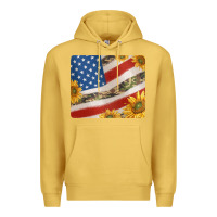 Antique Gold american flag sunflowers and canouflage print veteran mousepad Premium Hoodie - Jasminsmagicworld