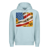 Blue Mist american flag sunflowers and canouflage print veteran mousepad Premium Hoodie - Jasminsmagicworld