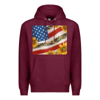 Burgundy american flag sunflowers and canouflage print veteran mousepad Premium Hoodie - Jasminsmagicworld