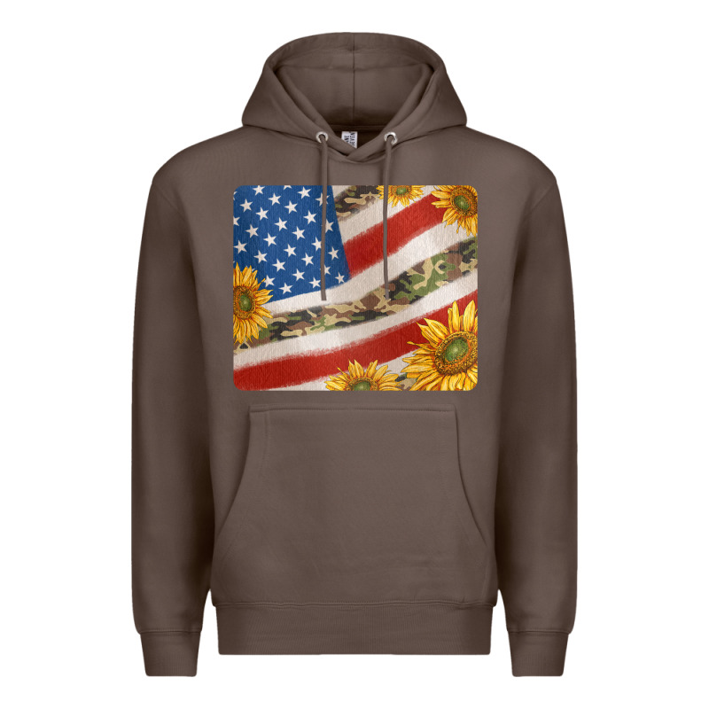 American Flag Sunflowers And Canouflage Print Veteran Mousepad Premium Hoodie by Jasminsmagicworld | Teevron
