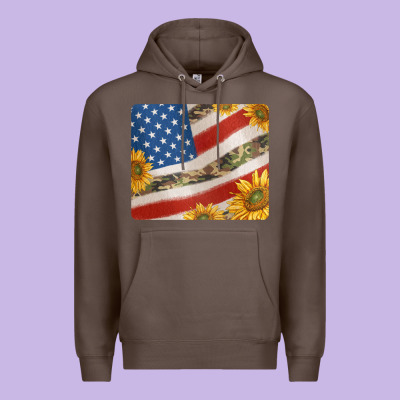 American Flag Sunflowers And Canouflage Print Veteran Mousepad Premium Hoodie Designed By Jasminsmagicworld