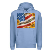 Colony Blue american flag sunflowers and canouflage print veteran mousepad Premium Hoodie - Jasminsmagicworld