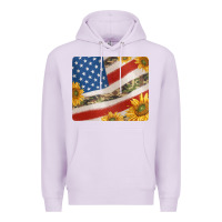 Lilac american flag sunflowers and canouflage print veteran mousepad Premium Hoodie - Jasminsmagicworld