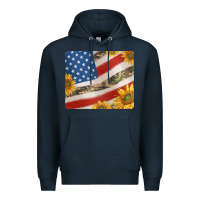 Navy american flag sunflowers and canouflage print veteran mousepad Premium Hoodie - Jasminsmagicworld