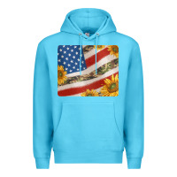 Ocean Blue american flag sunflowers and canouflage print veteran mousepad Premium Hoodie - Jasminsmagicworld