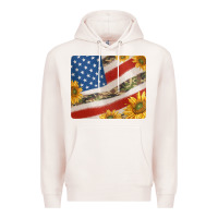 Pale Pink american flag sunflowers and canouflage print veteran mousepad Premium Hoodie - Jasminsmagicworld