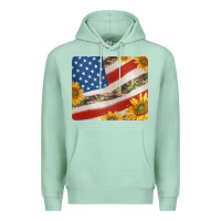 Seafoam american flag sunflowers and canouflage print veteran mousepad Premium Hoodie - Jasminsmagicworld