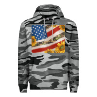 Slate Camo american flag sunflowers and canouflage print veteran mousepad Premium Hoodie - Jasminsmagicworld