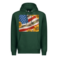 Sports Green american flag sunflowers and canouflage print veteran mousepad Premium Hoodie - Jasminsmagicworld