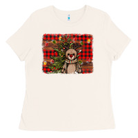 Bone reindeer trees background Ladies Tee - AdoDesignShop