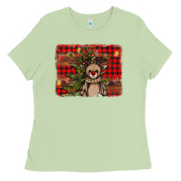 Matcha reindeer trees background Ladies Tee - AdoDesignShop