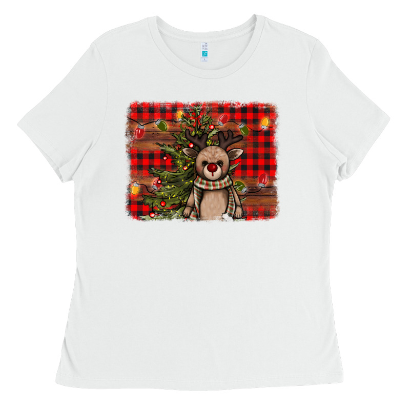 Reindeer Trees Background Ladies Tee by AdoDesignShop | Teevron