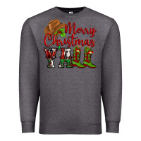 Charcoal Heather Merry Christmas Y'all Cowboy Premium Sweatshirt - MaliasSmallBusiness