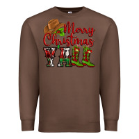 Chestnut Merry Christmas Y'all Cowboy Premium Sweatshirt - MaliasSmallBusiness