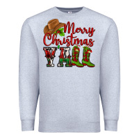 Heather Grey Merry Christmas Y'all Cowboy Premium Sweatshirt - MaliasSmallBusiness