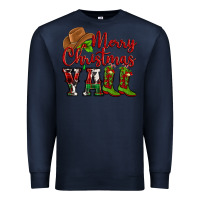 Navy Merry Christmas Y'all Cowboy Premium Sweatshirt - MaliasSmallBusiness