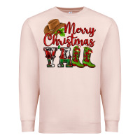 Pale Pink Merry Christmas Y'all Cowboy Premium Sweatshirt - MaliasSmallBusiness