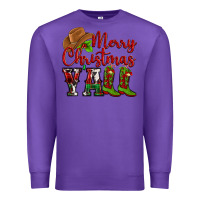 Purple Merry Christmas Y'all Cowboy Premium Sweatshirt - MaliasSmallBusiness