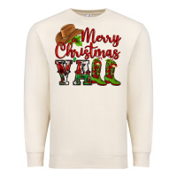 Sandshell Merry Christmas Y'all Cowboy Premium Sweatshirt - MaliasSmallBusiness