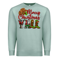 Seafoam Merry Christmas Y'all Cowboy Premium Sweatshirt - MaliasSmallBusiness
