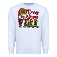 White Merry Christmas Y'all Cowboy Premium Sweatshirt - MaliasSmallBusiness