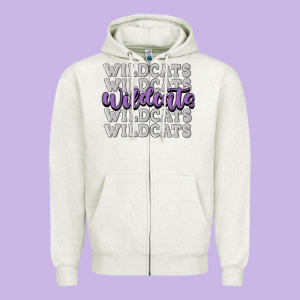 Wildcats Football Zipper Hoodie Designed By Maliassmallbusiness