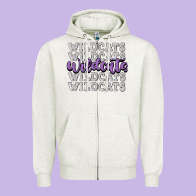 Wildcats Football Zipper Hoodie Designed By Maliassmallbusiness