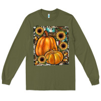 Army Green sunflowers, pumpkin, cowhide, serape Long Sleeve Tee - JahusDesignShop