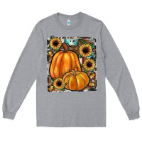 Heather Grey sunflowers, pumpkin, cowhide, serape Long Sleeve Tee - JahusDesignShop