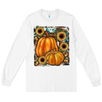White sunflowers, pumpkin, cowhide, serape Long Sleeve Tee - JahusDesignShop