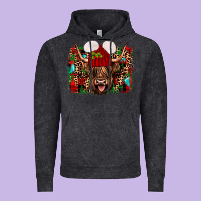Highland Cow Christmas Vintage Hoodie Designed By Jahusdesignshop