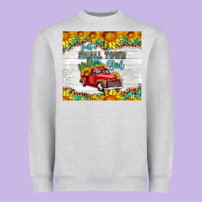 Just A Small Town Girl With Car Heavyweight Sweatshirt Designed By Hra Design Shop