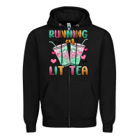 Black running on lit tea Zipper Hoodie - MaliasSmallBusiness