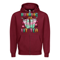 Burgundy running on lit tea Zipper Hoodie - MaliasSmallBusiness