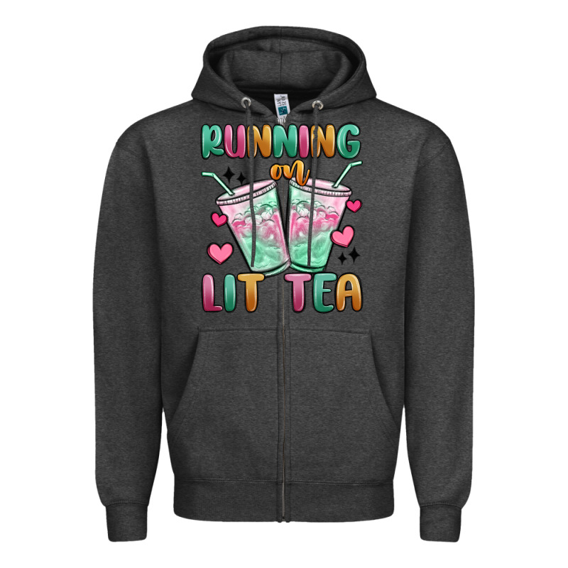 Running On Lit Tea Zipper Hoodie by MaliasSmallBusiness | Teevron